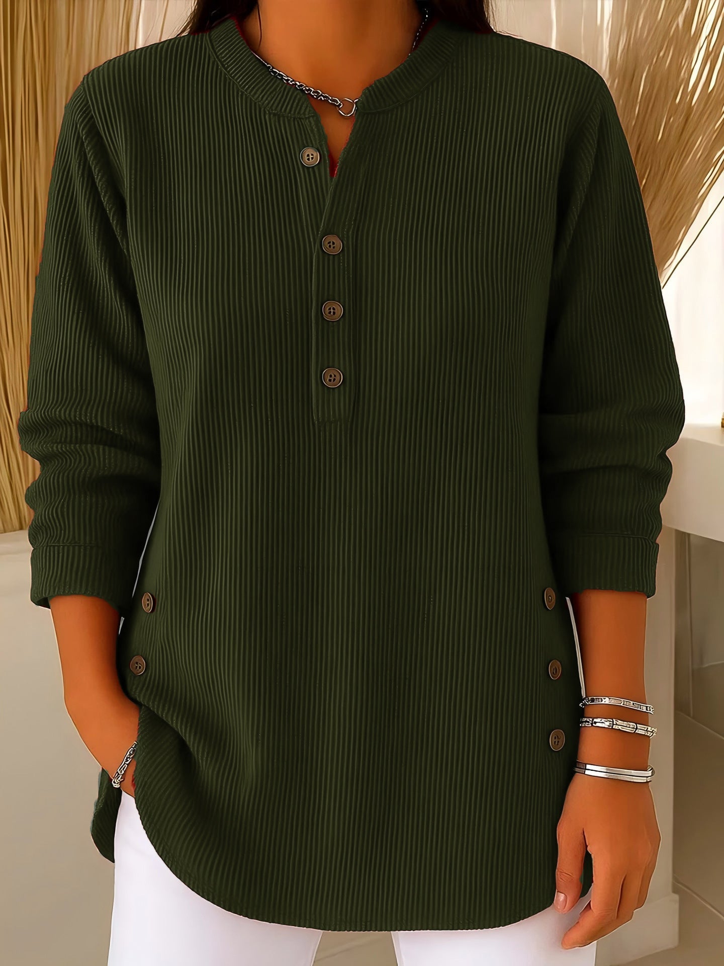 Renata™ | Ribbed Button Detail Tunic