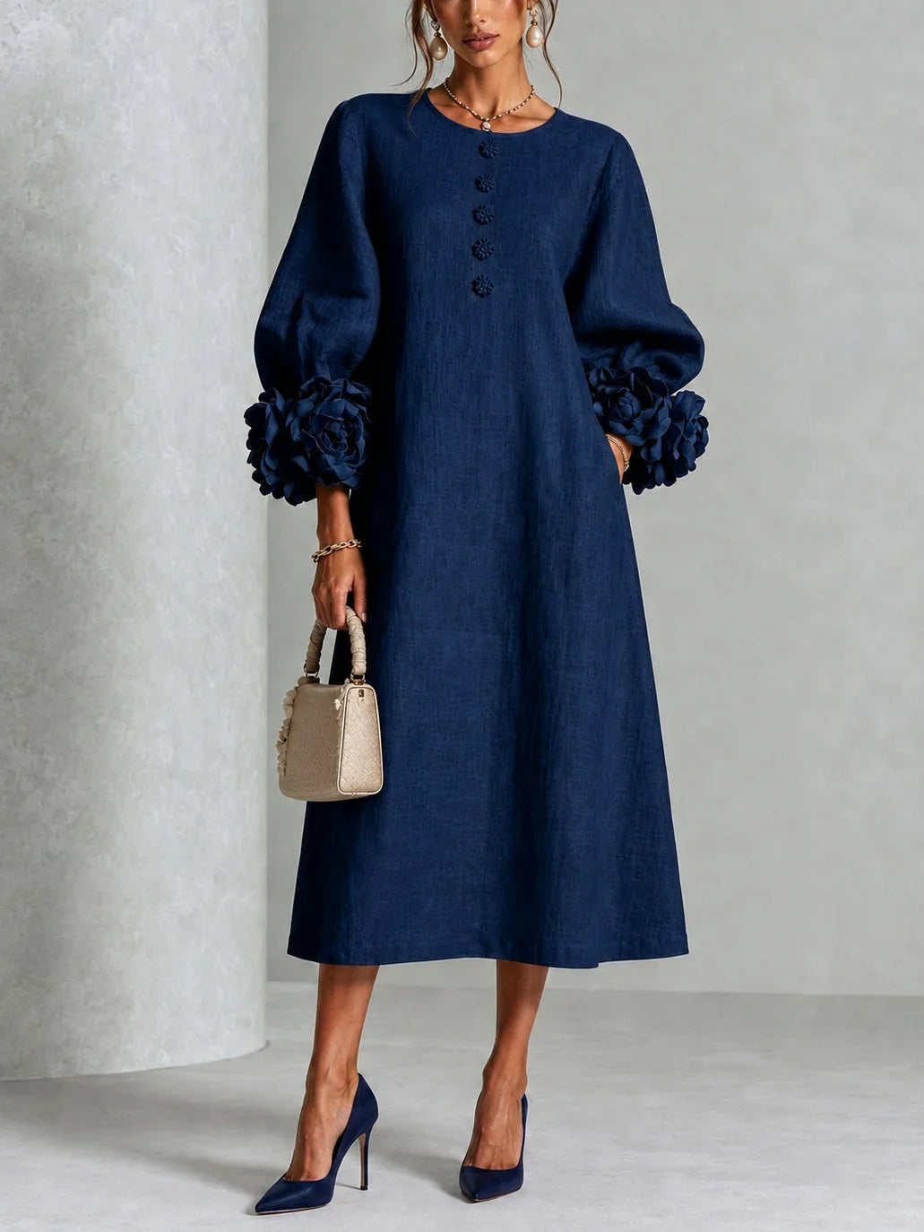 Delphine™ Floral Button-Down Midi Dress