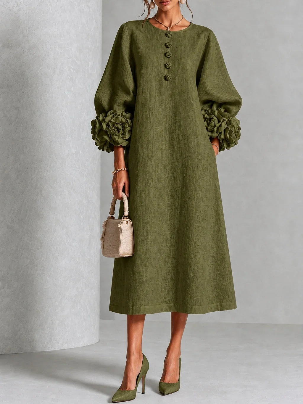 Delphine™ Floral Button-Down Midi Dress