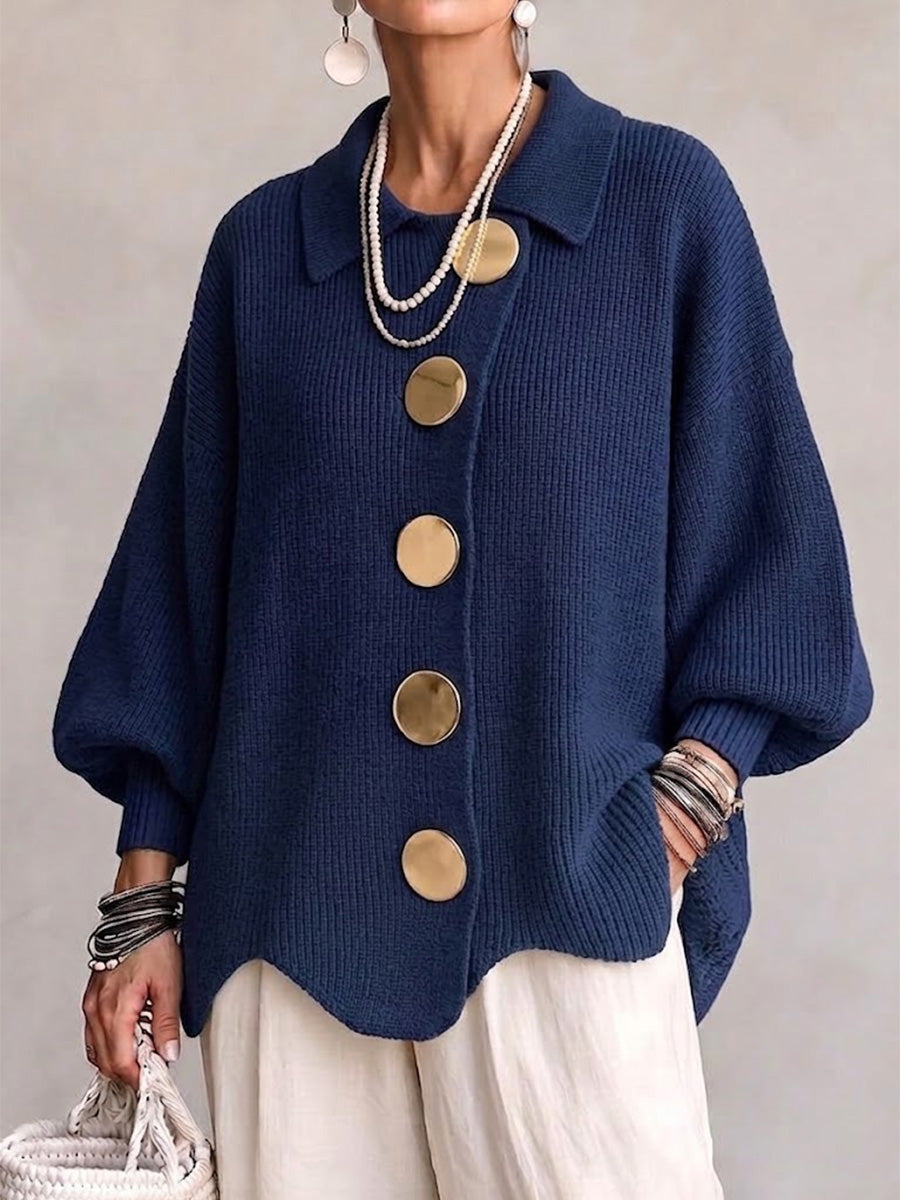 Isadora™ Gold Button Knit Cardigan