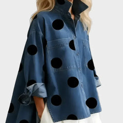 Pollie™ Artistic Polka Dot Denim Top