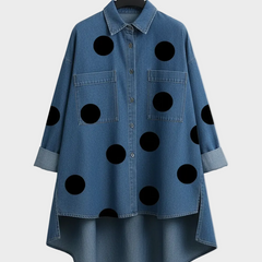 Pollie™ Artistic Polka Dot Denim Top