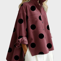 Pollie™ Artistic Polka Dot Denim Top