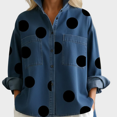 Pollie™ Artistic Polka Dot Denim Top