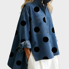 Pollie™ Artistic Polka Dot Denim Top
