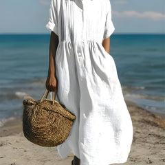 Davina™ Cotton Button Shirt Dress