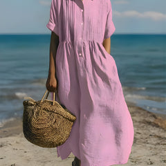Davina™ Cotton Button Shirt Dress