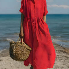 Davina™ Cotton Button Shirt Dress