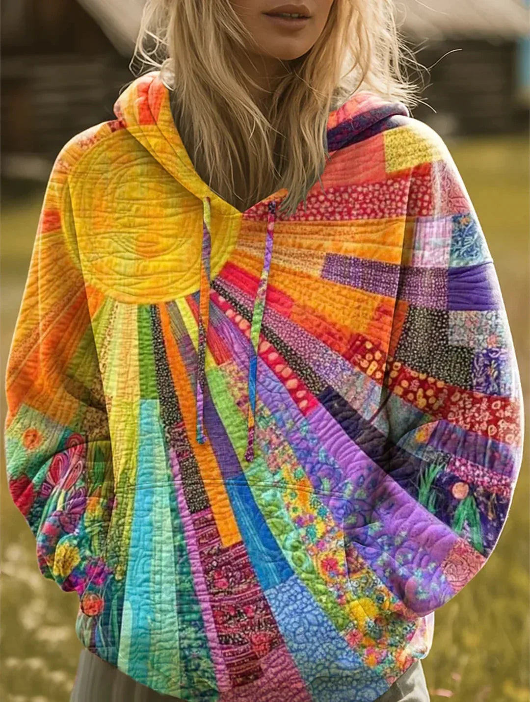 Keily™ - Bohemian Multicolor Patchwork Hoodie