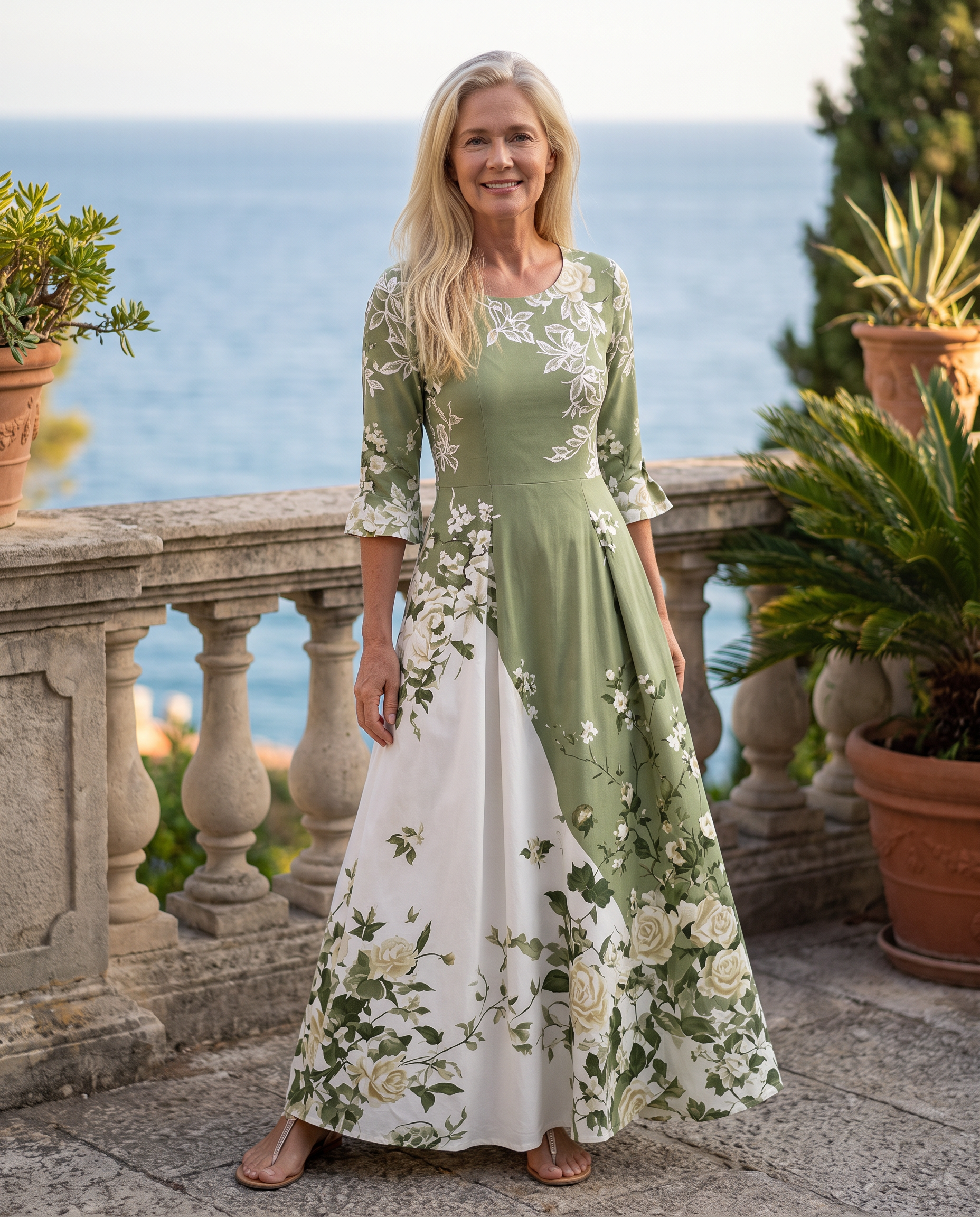 Sage Rose Garden Maxi Dress