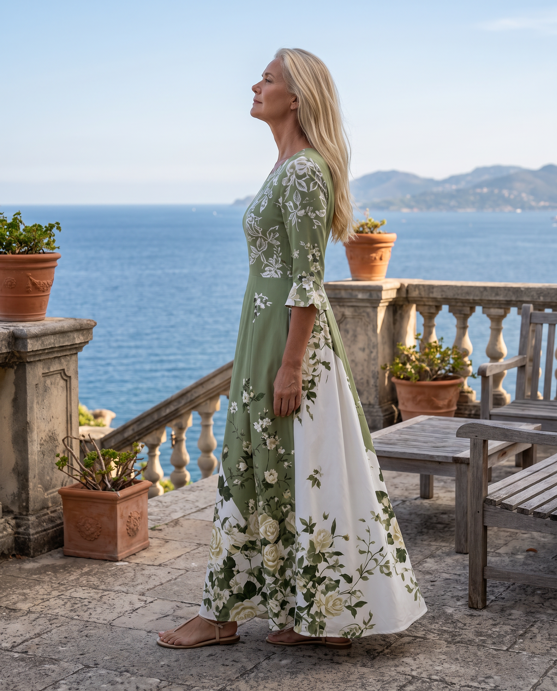 Sage Rose Garden Maxi Dress