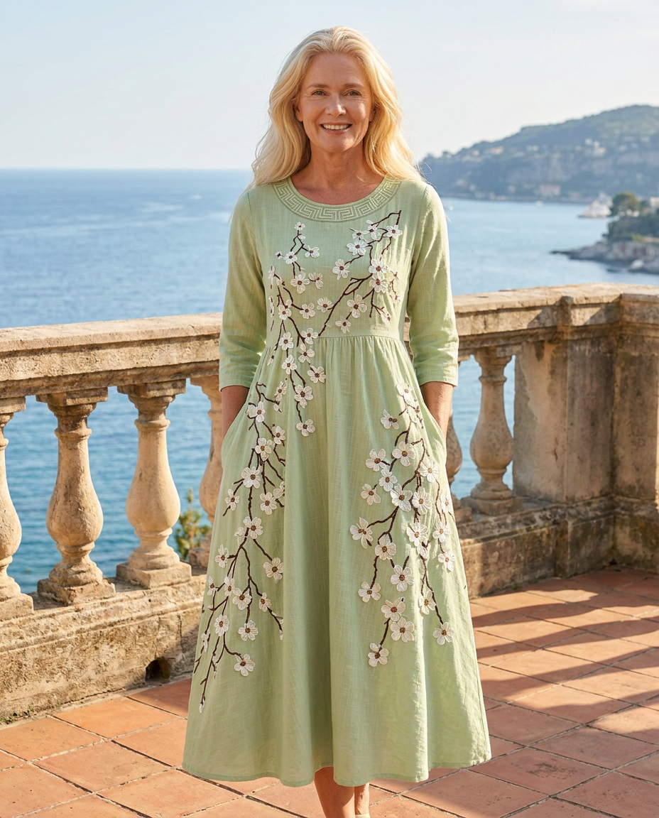 Sage Serenity Pocket Midi Dress