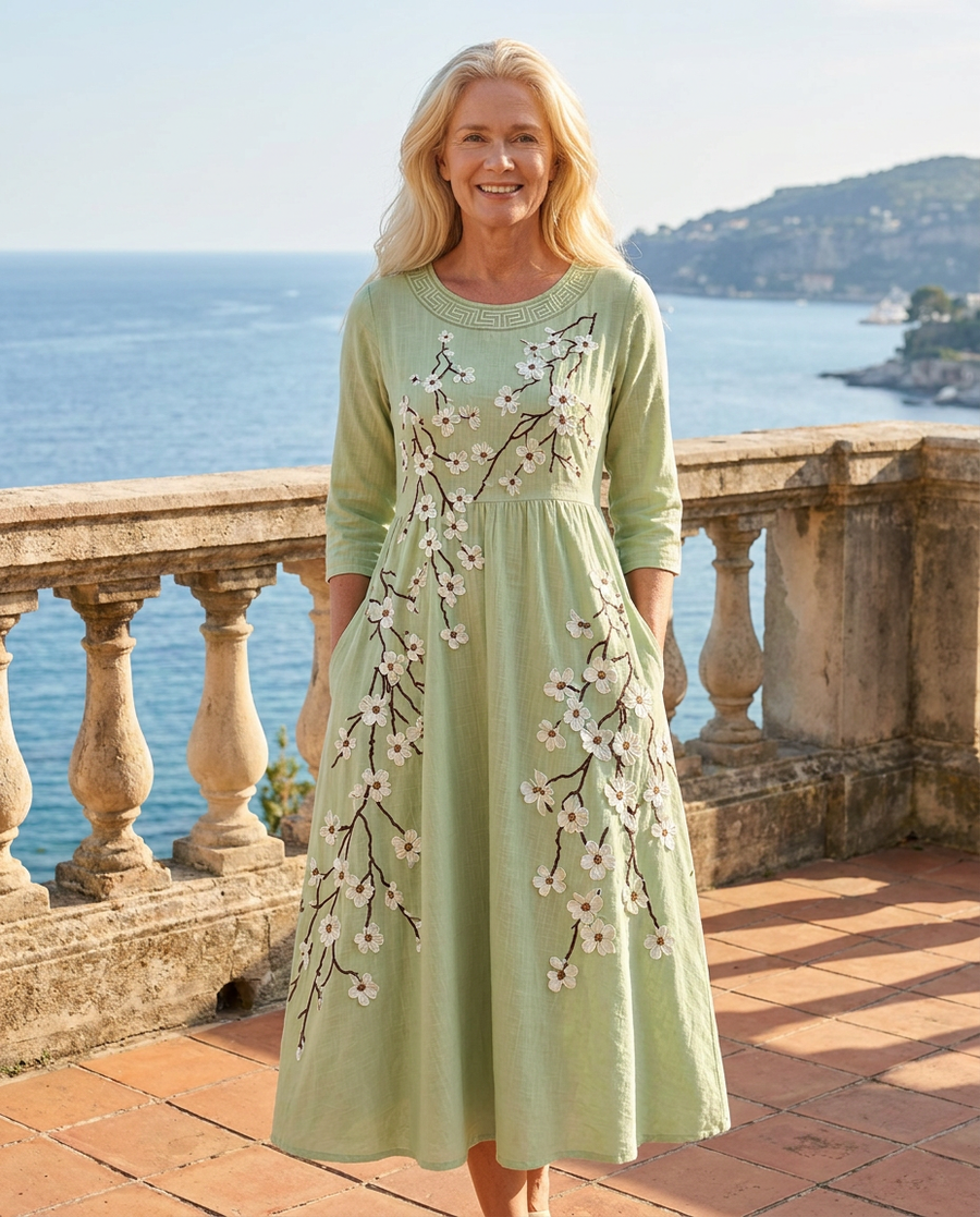 Sage Serenity Pocket Midi Dress