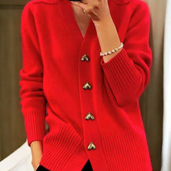 Liorah - Elegant Heart Button Cardigan