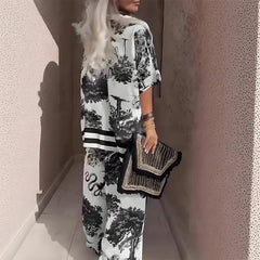Tasha™ Printed V-Neck Top & Long Pants Set
