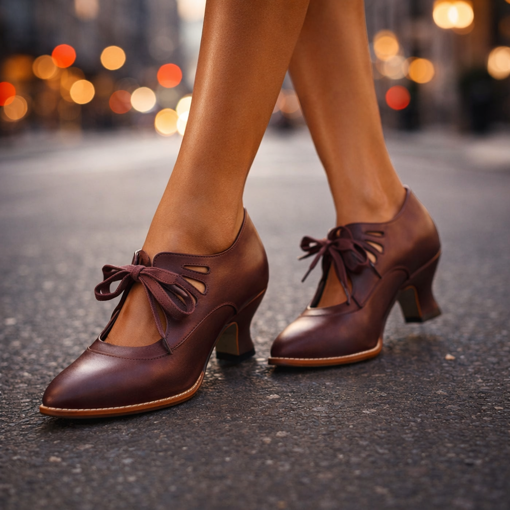 Talia™ Elegant Leather Lace Heels