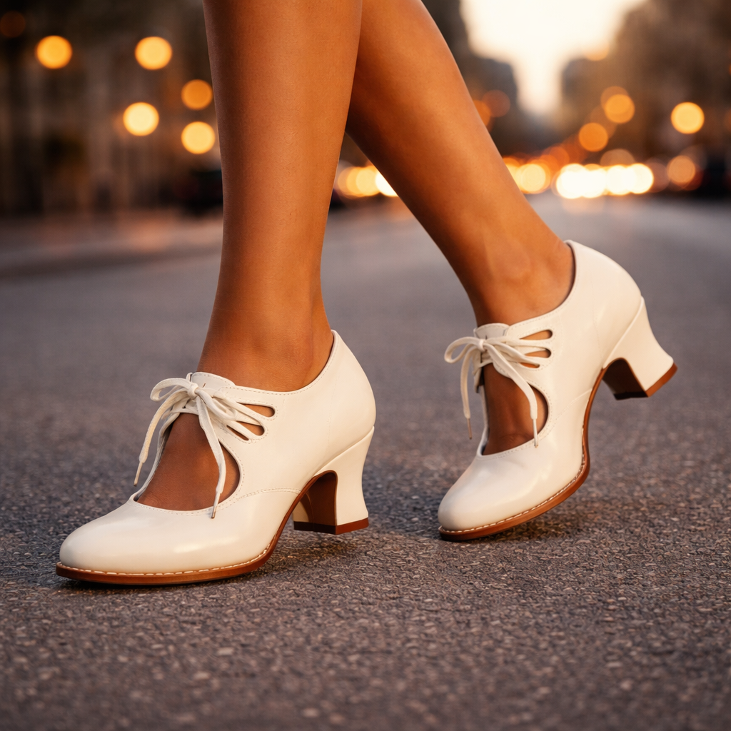 Talia™ Elegant Leather Lace Heels