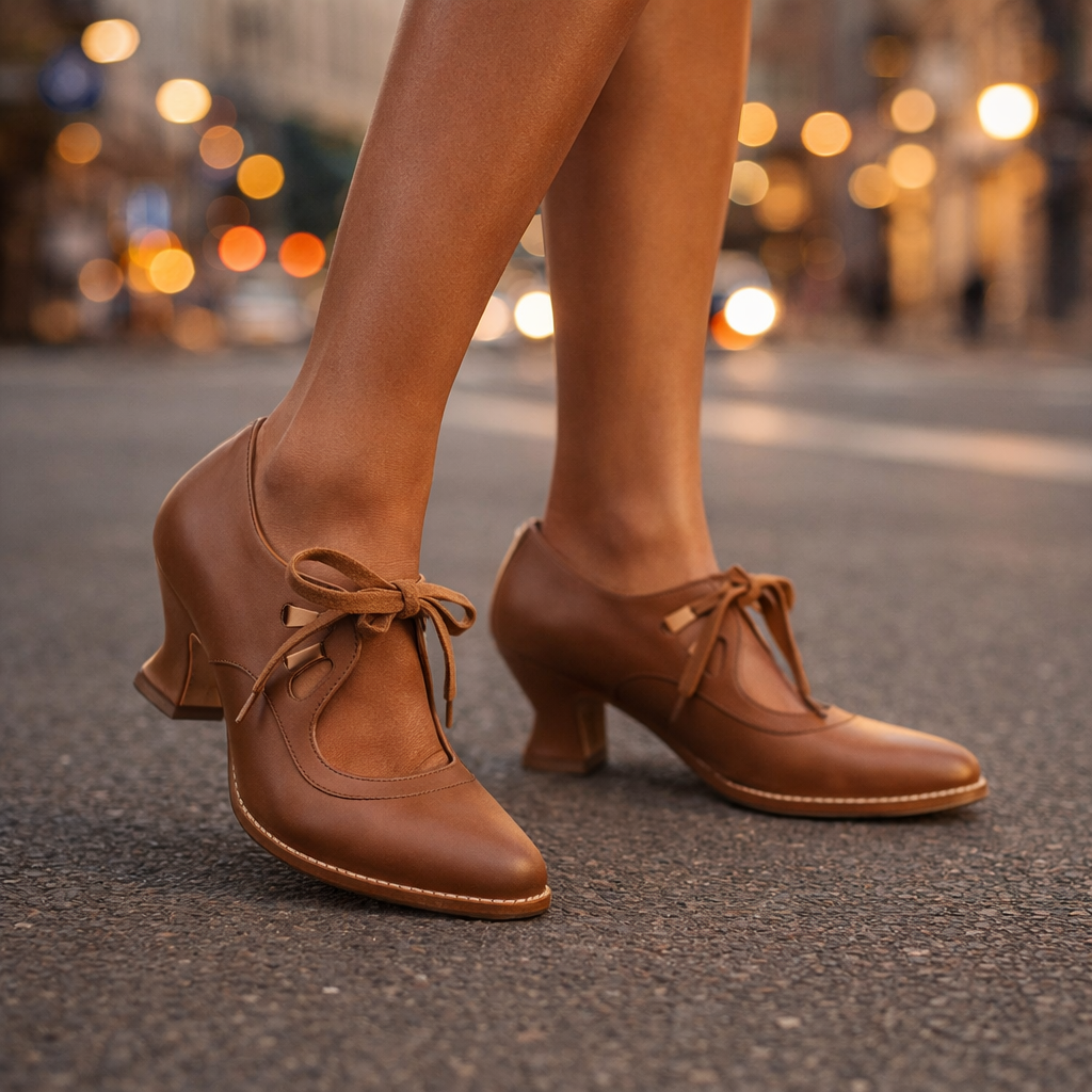 Talia™ Elegant Leather Lace Heels