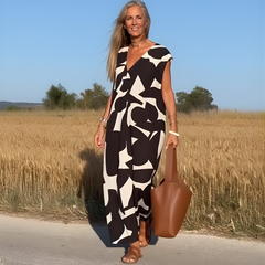 Victoria™ Elegant V-Neck Printed Dress