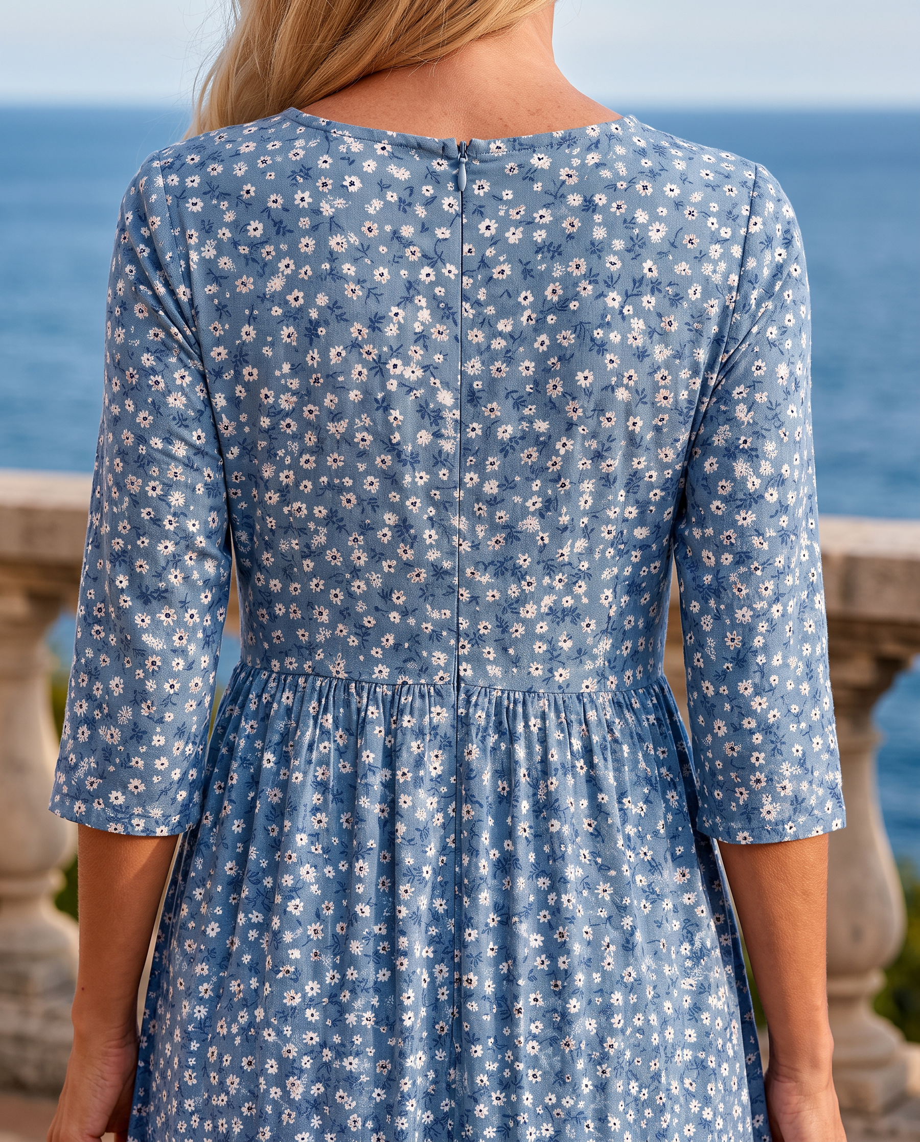 Blue Meadow Comfort Floral Midi Dress