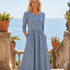Blue Meadow Comfort Floral Midi Dress