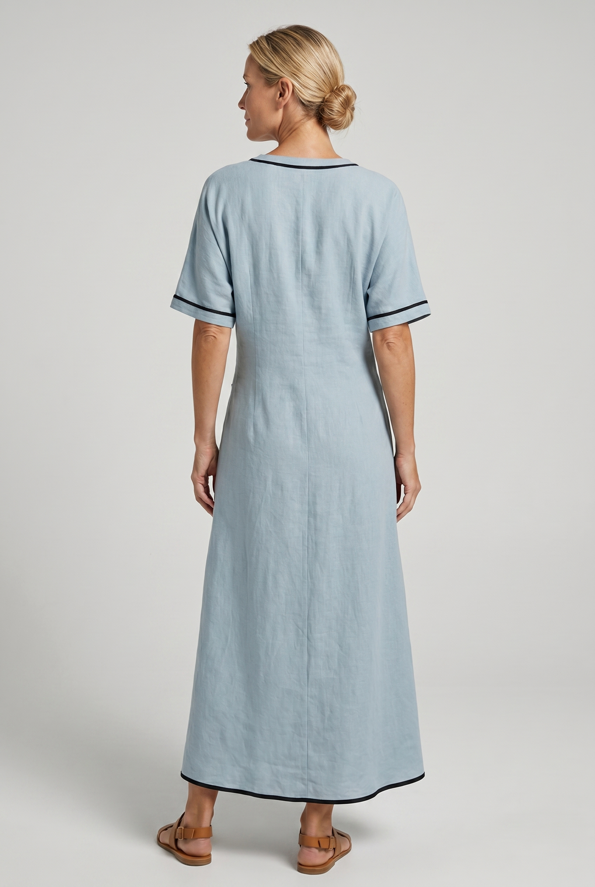 Women's Summer Dress | Twist Front Maxi V-Neck Trim