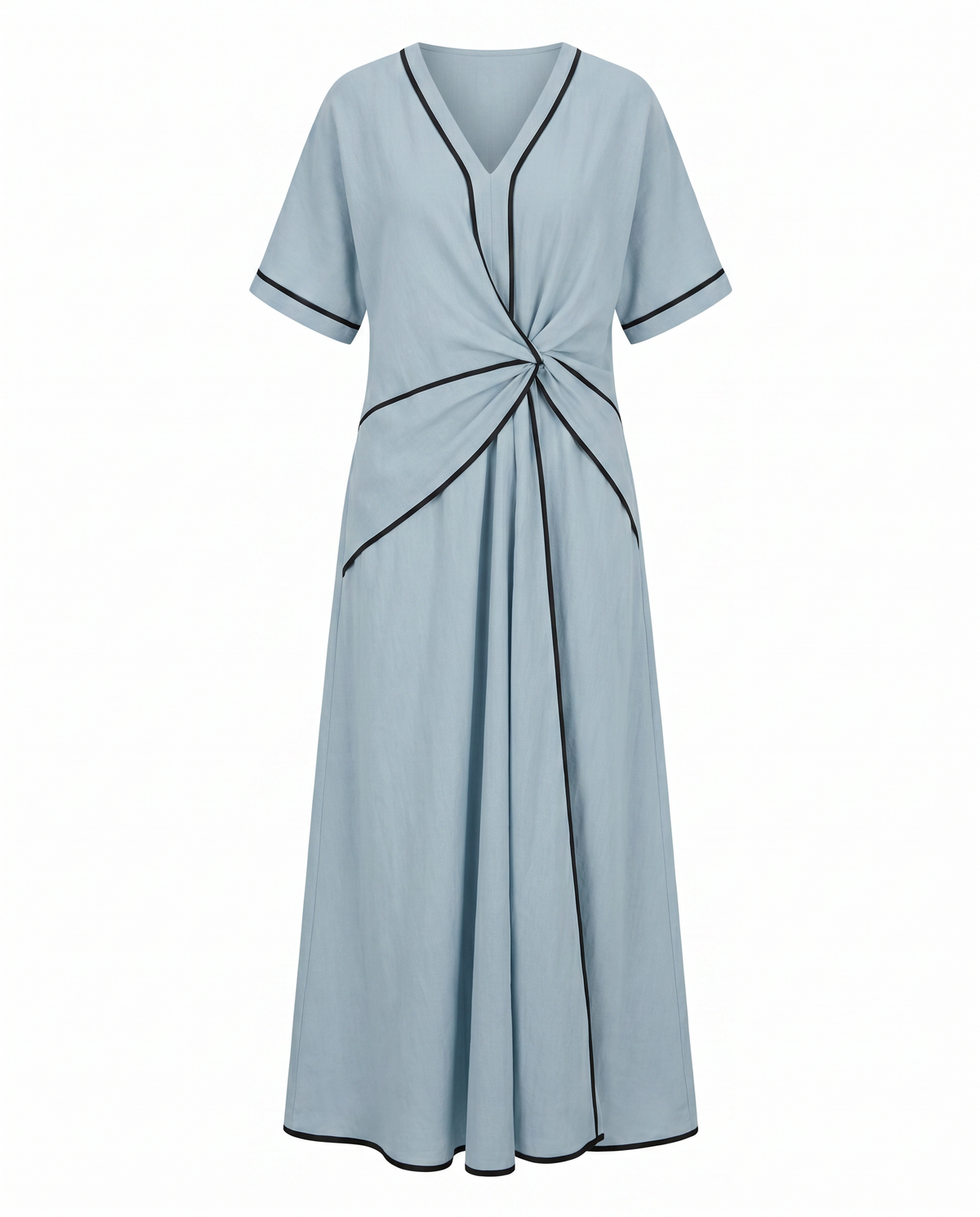 Women's Summer Dress | Twist Front Maxi V-Neck Trim